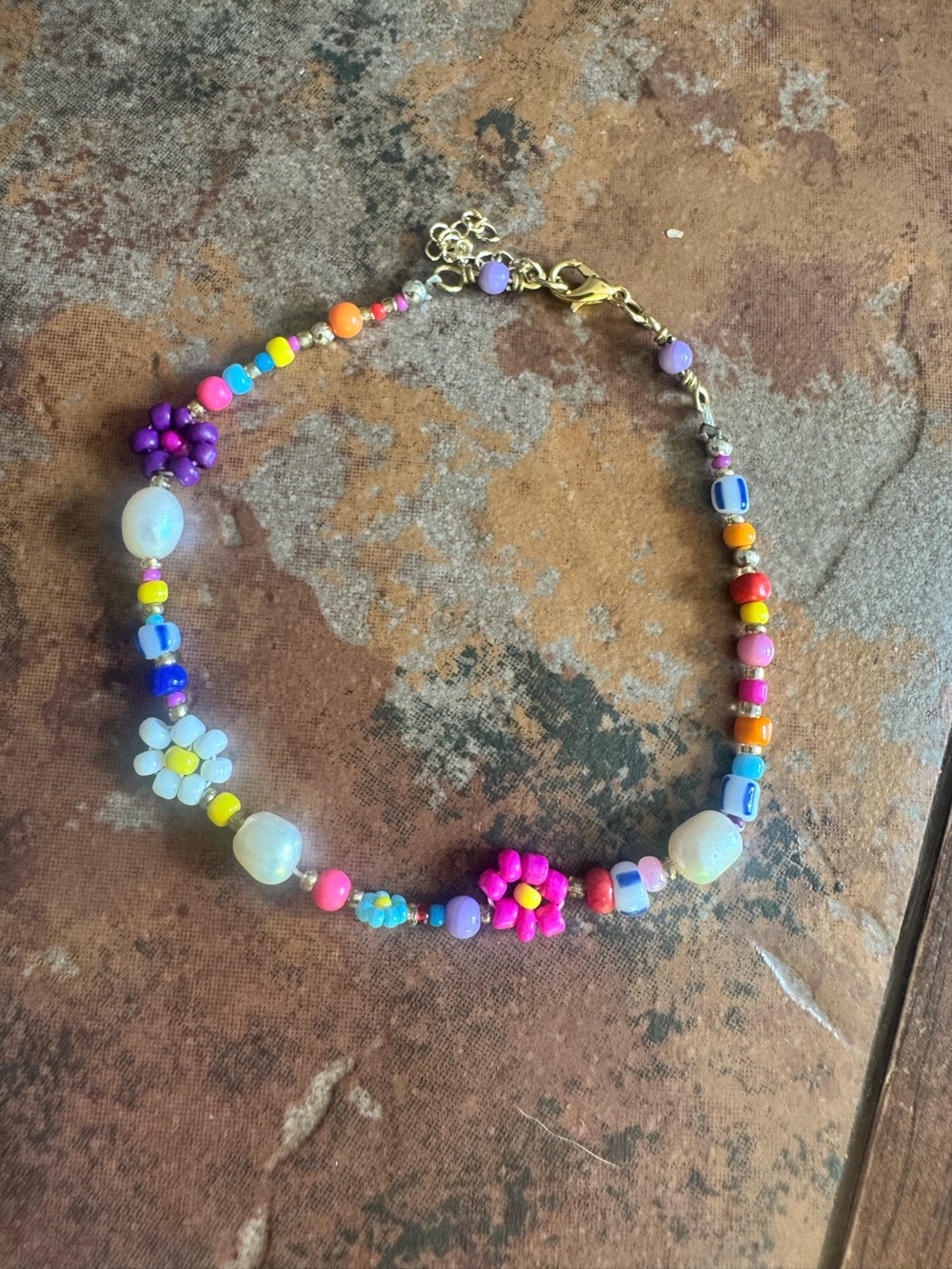 Natural Life Multicolor Beaded Flower Bracelet